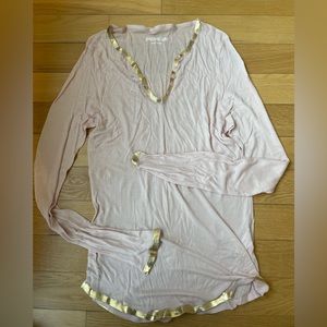 Zadig &Voltaire pink long sleeve with gold painted trimming. Size small